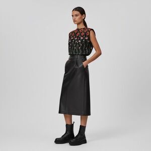 Anthropologie Sabina Musayev Naya Garden Floral Pleated Top Beaded Sz L